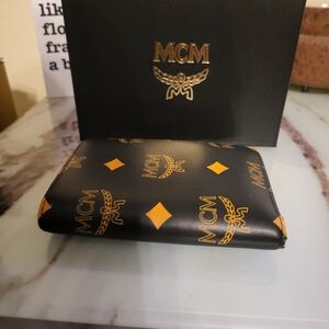 MCM Black and Gold Wallet With Box Unisex